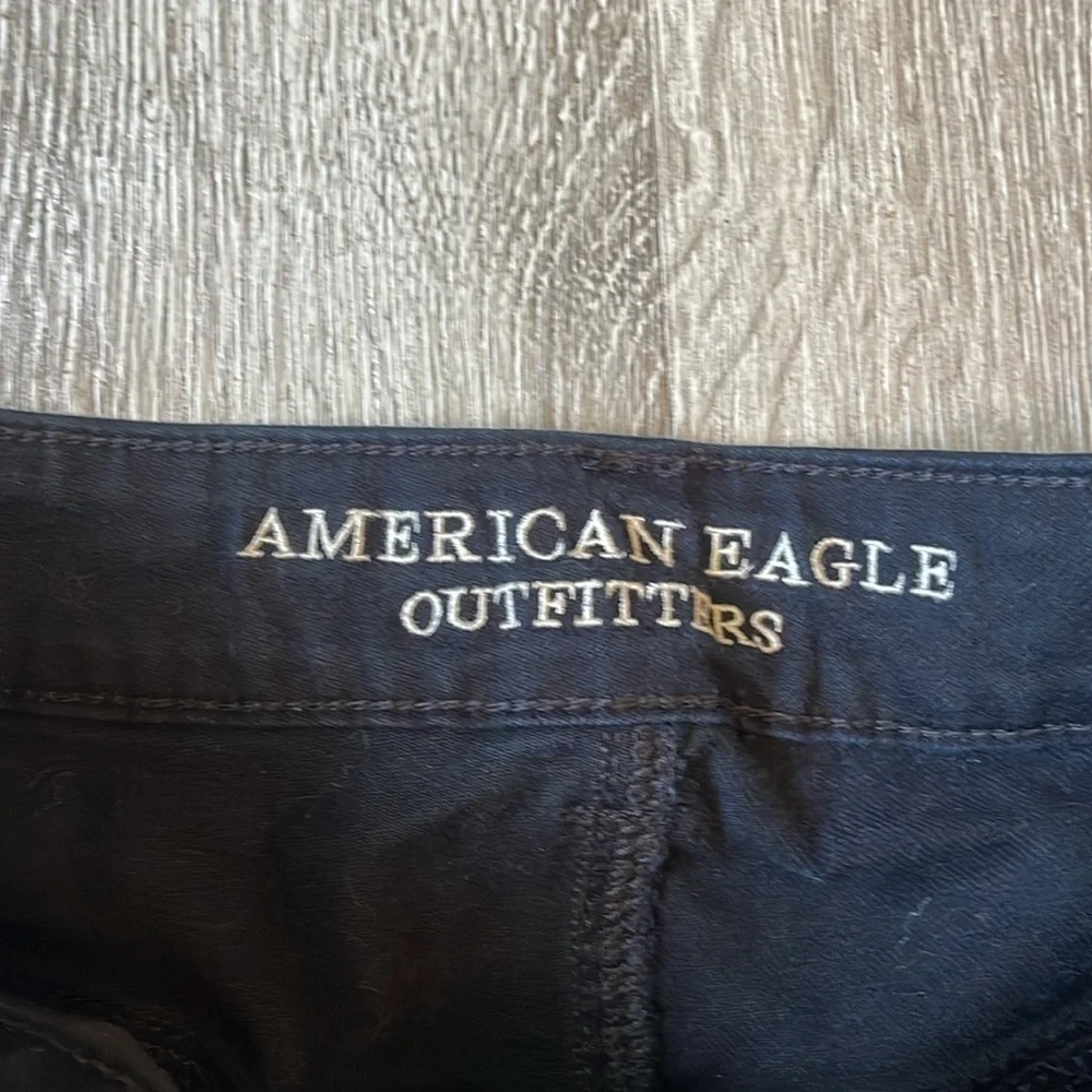 American Eagle denim Black Jean Shorts with Frayed Hem distressed denim size 6